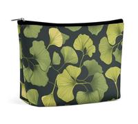 QWNMD Trousse de maquillage, trousse à cosmétiques, pochette à fermeture éclair, pochette Ginkgo Biloba, organiseur imprimé portable, accessoires de toilette, ginkgo biloba, 17 x 15 x 5,8 cm,