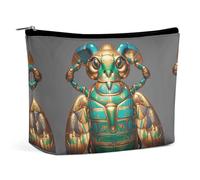 QWNMD Trousse de maquillage, trousse à cosmétiques, pochette à fermeture éclair, scarabées égyptiens, organisateur imprimé, accessoires de toilette, scarabées égyptiens, 17 x 15 x 5,8 cm, tendance,