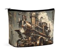 QWNMD Trousse de maquillage, trousse à cosmétiques, pochette à fermeture éclair, style steampunk, organiseur imprimé, accessoires de toilette, style steampunk, 17 x 15 x 5,8 cm, tendance, Style