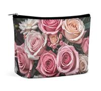 QWNMD Trousse de maquillage, trousse de maquillage, pochette à fermeture éclair, joli motif léopard imprimé rose, trousse de toilette portable, accessoires de toilette, motif léopard mignon, 17 x 15 x