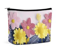 QWNMD Trousse de maquillage, trousse de maquillage, pochette à fermeture éclair, jolie pochette décorative imprimée, accessoires de toilette portables, fleurs décoratives, 17 x 15 x 5,8 cm, tendance,
