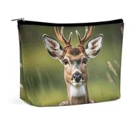 QWNMD Trousse de maquillage, trousse de maquillage, pochette à fermeture éclair, motif cerf mignon, organiseur portable, accessoires de toilette, cerf mignon, 17 x 15 x 5,8 cm, tendance, Joli cerf.,