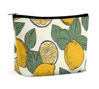 QWNMD Trousse de maquillage, trousse de maquillage, pochette à fermeture éclair, motif citron, organiseur portable, trousse de toilette accessoires, motif citron, 17 x 15 x 5,8 cm, tendance, Motif
