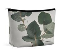 QWNMD Trousse de maquillage, trousse de maquillage, pochette à fermeture éclair, motif feuilles d'eucalyptus imprimées, accessoires de toilette, feuilles d'eucalyptus, 17 x 15 x 5,8 cm, tendance,
