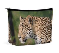 QWNMD Trousse de maquillage, trousse de maquillage, pochette à fermeture éclair, motif léopard africain, 17 x 15 x 5,8 cm, tendance, Léopard africain, 6.8 X 5.9 X 2.3 inch, Tendance