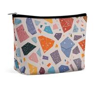 QWNMD Trousse de maquillage, trousse de maquillage, pochette à fermeture éclair, motif marbre terrazzo, pastel, 17 x 15 x 5,8 cm, tendance, Terrazzo Marbre Pastel, 6.8 X 5.9 X 2.3 inch, Tendance