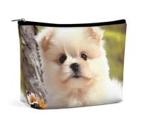 QWNMD Trousse de maquillage, trousse de maquillage, pochette à fermeture éclair, organiseur imprimé chien mignon, sac de toilette portable, 17 x 15 x 5,8 cm, tendance, Adorable chien., 6.8 X 5.9 X 2.3