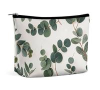 QWNMD Trousse de maquillage, trousse de maquillage, pochette à fermeture éclair, organiseur imprimé eucalyptus portable, accessoires de toilette, eucalyptus, 17 x 15 x 5,8 cm, tendance, Eucalyptus,