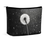 QWNMD Trousse de maquillage, trousse de maquillage, pochette à fermeture éclair, pochette à fermeture éclair, motif pissenlit noir et blanc, organiseur de trousse de toilette portable, accessoires,