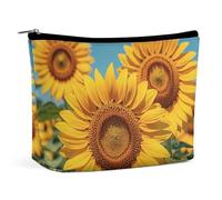 QWNMD Trousse de maquillage, trousse de maquillage, pochette à fermeture éclair, pochette à fermeture éclair, tournesol, organisateur de trousse de toilette portable, accessoires, tournesol, 17 x 15 x