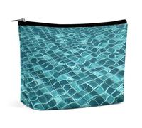 QWNMD Trousse de maquillage, trousse de maquillage, pochette à fermeture éclair, pochette à fermeture éclair, organiseur imprimé à l'eau, trousse de toilette portable, accessoires, eau de piscine, 17