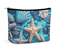 QWNMD Trousse de maquillage, trousse de maquillage, pochette à fermeture éclair, pochette à fermeture éclair, organiseur imprimé étoile de mer corail, trousse de toilette, accessoires de toilette,