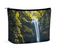 QWNMD Trousse de maquillage, trousse de maquillage, pochette à fermeture éclair, pochette à fermeture éclair, organiseur imprimé cascade, accessoires de toilette, cascade, 17 x 15 x 5,8 cm, tendance,