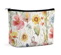 QWNMD Trousse de maquillage, trousse de maquillage, pochette à fermeture éclair, pochette à fermeture éclair, organiseur imprimé fleur printanière, organiseur portable, accessoires de toilette,