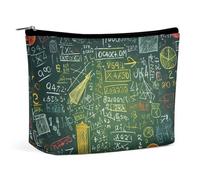 QWNMD Trousse de maquillage, trousse de maquillage, pochette à fermeture éclair, pochette à fermeture éclair, organiseur imprimé pour questions mathématiques, accessoires de toilette, 17 x 15 x 5,8