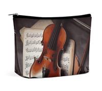 QWNMD Trousse de maquillage, trousse de maquillage, pochette à fermeture éclair, pochette à fermeture éclair, pochette de violon, partition de musique, organisateur de partitions de violon, 17 x 15 x