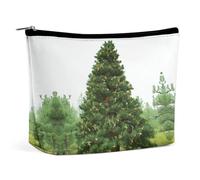 QWNMD Trousse de maquillage, trousse de maquillage, pochette à fermeture éclair, pochette à fermeture éclair, organiseur imprimé arbre de pin, organiseur portable, accessoires de toilette, 17 x 15 x