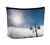 QWNMD Trousse de maquillage, trousse de maquillage, pochette à fermeture éclair, pochette à fermeture éclair, organiseur imprimé pour skis au soleil, trousse de toilette portable, accessoires,