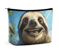 QWNMD Trousse de maquillage, trousse de maquillage, pochette à fermeture éclair, pochette à fermeture éclair, motif paresseux amusant de dessin animé, 17 x 15 x 5,8 cm, tendance, Dessin animé