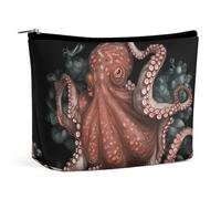 QWNMD Trousse de maquillage, trousse de maquillage, pochette à fermeture éclair, pochette à fermeture éclair, pieuvre entrelacée, organiseur imprimé pieuvre entrelacé, 17 x 15 x 5,8 cm, tendance,