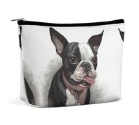 QWNMD Trousse de maquillage, trousse de maquillage, pochette à fermeture éclair, pochette Boston Terrier, organiseur imprimé Boston Terrier, 17 x 15 x 5,8 cm, tendance, Boston Terrier, 6.8 X 5.9 X 2.3
