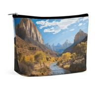 QWNMD Trousse de maquillage, trousse de maquillage, pochette à fermeture éclair, pochette Zion National Park imprimé, accessoires de toilette, parc national de Zion, 17 x 15 x 5,8 cm, tendance, Parc