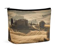 QWNMD Trousse de maquillage, trousse de maquillage, pochette à lèvres, pochette à fermeture éclair, vue du paysage typique de la Toscane, organisateur imprimé, trousse de toilette portable,
