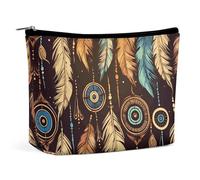 QWNMD Trousse de maquillage trousse de maquillage pochette à rouge à lèvres pochette à fermeture éclair pochette vintage ethnique tribal imprimé plume organisateur portable accessoires accessoires