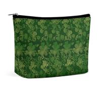 QWNMD Trousse de maquillage, trousse de maquillage, pochette à rouge à lèvres, pochette à fermeture éclair, fond de la Saint-Patrick, organiseur imprimé à paillettes, trousse de toilette portable,