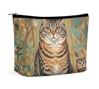 QWNMD Trousse de maquillage Trousse de toilette portable Louis Wayne avec fermeture éclair Motif chat et hibou Louis Wayne Chat et hibou, 17 x 15 x 5,8 cm, tendance, Louis Wayne Chat et chouette, 6.8