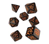 Q-Workshop - Dés QWOHAP69 - Citrouille d'Halloween Noir et Orange - Lot de 7