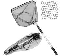 QWORK® 1.5 m Épuisette de pêche télescopique Pliable avec Manche en Alliage d'aluminium, idéale pour Tous Les Types de pêche.