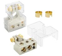 QWORK® 1 Paire Cosses Batterie Voiture 2/4/8/10 Gauge AWG - Kit Connecteurs de Borne de Batterie, Positive & Négative, avec Coques Transparentes Durables et Étanches