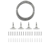 QWORK® 10 Mètres Cable en Acier Inoxydable Enduite de PVC et 4pcs Pince de Montage avec Vis Chevilles pour Suspendre Photo Vêtements Lampe Rideaux