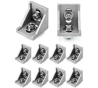 QWORK 10 Pcs Angle Matériel De Fixation, Profil En Aluminium 40x40 Rainure 8, Pour Profil En Aluminium Angle Mur Matériel De Montage