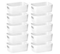QWORK® 10 PCS boîtes de rangement en plastique blanc avec poignée 24.5 * 16 * 10 cm, conteneurs empilables en PP idéaux pour la maison, le bureau et l'école
