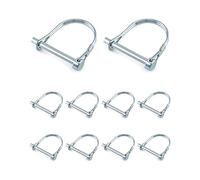 QWORK® 10 Pcs Goupille de Verrouillage Forme D, Goupille Securite en Acier au Carbone Galvanisé pour Jardin Pelouse Remorques - 6 x 50 mm