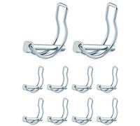 QWORK® 10 Pcs Goupille de Verrouillage Forme D, Goupille Securite en Acier au Carbone Galvanisé pour Jardin Pelouse Remorques - 6 x 45 mm
