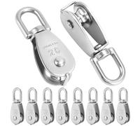 QWORK® 10 Pcs Poulie de Levage M20 Poulie Simple en Acier Inoxydable 304 pour pour Câble Diamètre 6mm Pivotant à 360°Charge 75kg