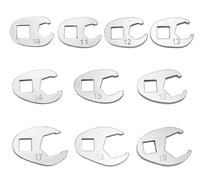 QWORK® 10 Pièces Cléà Pied d'oie, Clés à Fourche 3/8'', Clé 10-19 mm, Jeu de Clés à Pied d'oie,