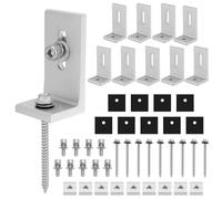 QWORK® 10 Pièces cornières de connexion d'angle 90° en aluminium pour montage de panneaux solaires, support PV d'angle de montage en L pour toit plat, avec vis