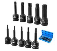 QWORK® 10 Pièces Douilles Embouts en Étoile, T25 à T80, Entraînement 1/2", Acier Chrome Vanadium