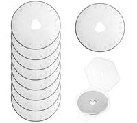 QWORK® 10 pièces Lames de Rechange pour Cutter Rotatif 45 mm - Acier SK5, Trou en Forme de Fleur de Prune - Incluse boîte de Rangement