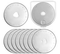 QWORK® 10 pièces Lames de Rechange pour Cutter Rotatif 45 mm - Acier SKS-7 de Haute qualité, avec Trou en Forme de Fleur de Prune - avec boîte de Rangement