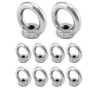 QWORK 10 Pièces M8 D'écrous À Anneau En Acier Inoxydable 304, Écrous À Oeil, Écrous Filetés De Fixation, Pour Accessoires De Levage