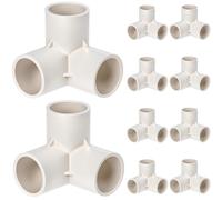 QWORK® 10 pièces raccords de tuyauterie à 3 voies, diamètre intérieur de 25mm, blanc, connecteurs d'angle de tuyau en plastique PVC