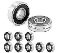 QWORK® 10 pièces roulements à billes 6000-2R, 10x26x8mm, roulements à billes double étanchéité, pour boîtes de vitesses, moteurs, imprimantes 3D