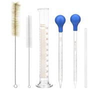 QWORK® 100 ml éprouvette graduée en verre, avec pipettes de transfert de 5 ml et 10 ml, 2 pièces brosses propres, 1 pièces bâtonnets d'agitation