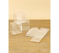 QWORK® 100 pièces boîtes à faveur transparentes, boîtes cubiques en plastique transparentes, coffrets cadeaux, pour bonbons, bijoux et jouets