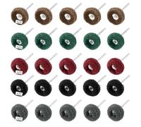 QWORK® 100 Pièces disque polissage pour outils rotatifs, diamètre 25 mm, tige 6 mm, grain 80/150/240/400/600, pour polir les métaux et les non-métaux